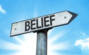 Belief sign with a beautiful day
